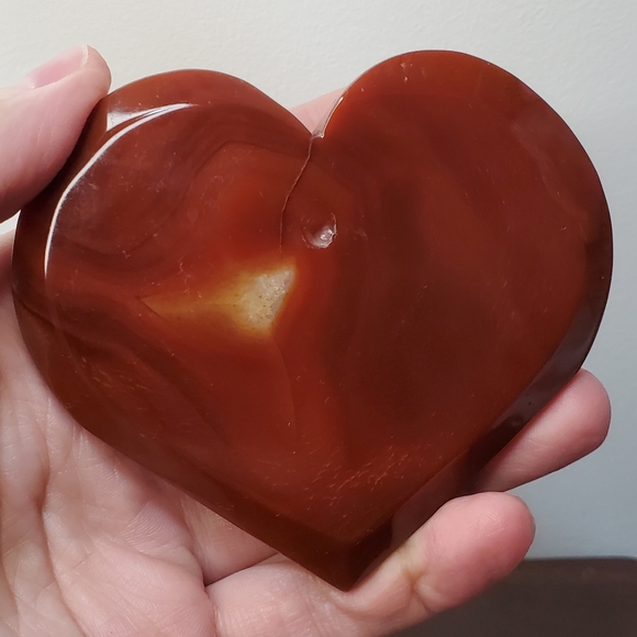 Carnelian Crystal Heart With Druzy - Picture 2 of 9